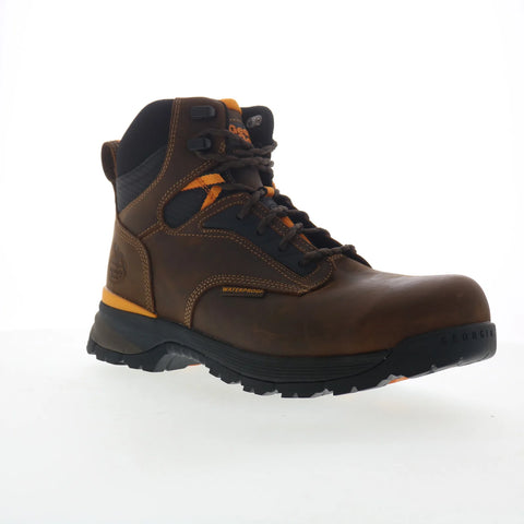 Georgia Boot Alloy Toe Waterproof 6" Work Boot Mens Brown Wide Work Boots