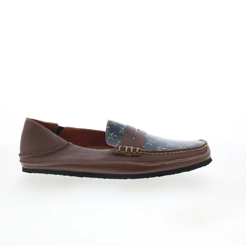 T.B. Phelps TBP18 Mens Brown Leather Slip On Loafers & Slip Ons Penny Shoes 