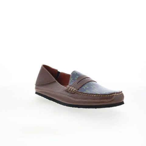 T.B. Phelps TBP18 Mens Brown Leather Slip On Loafers & Slip Ons Penny Shoes 