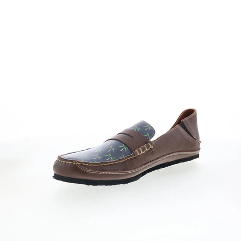 T.B. Phelps TBP18 Mens Brown Leather Slip On Loafers & Slip Ons Penny Shoes 