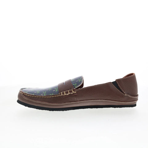 T.B. Phelps TBP18 Mens Brown Leather Slip On Loafers & Slip Ons Penny Shoes 