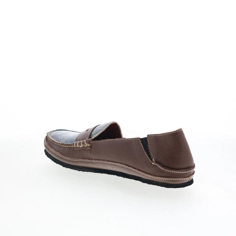 T.B. Phelps TBP18 Mens Brown Leather Slip On Loafers & Slip Ons Penny Shoes 