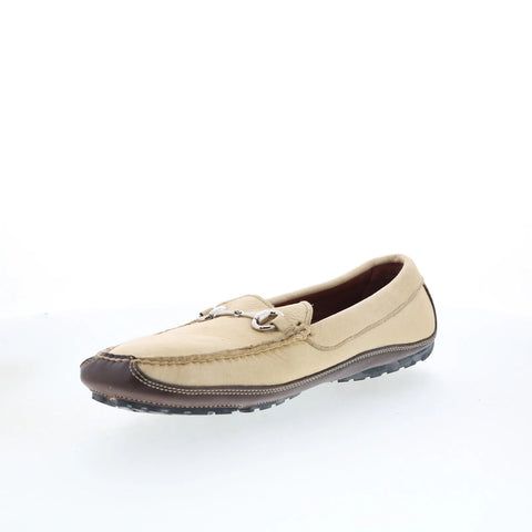 T.B. Phelps TBP28 Mens Beige Leather Slip On Loafers & Slip Ons Casual Shoes 
