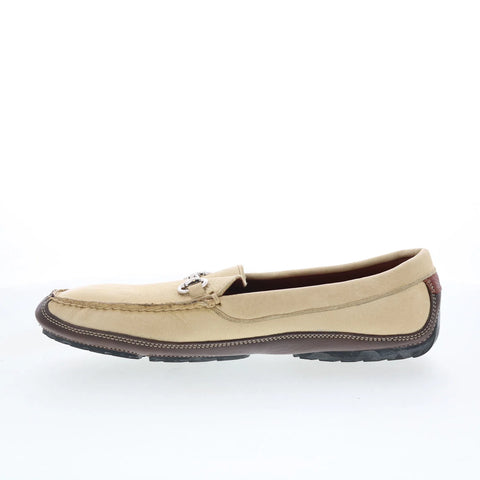 T.B. Phelps TBP28 Mens Beige Leather Slip On Loafers & Slip Ons Casual Shoes 