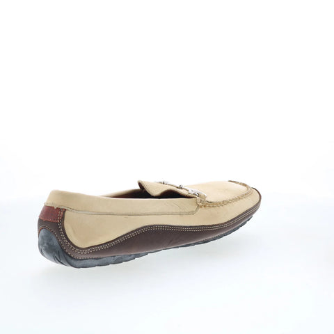 T.B. Phelps TBP28 Mens Beige Leather Slip On Loafers & Slip Ons Casual Shoes 