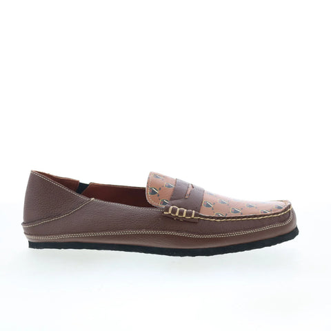 T.B. Phelps TBP29 Mens Brown Leather Slip On Loafers & Slip Ons Penny Shoes 