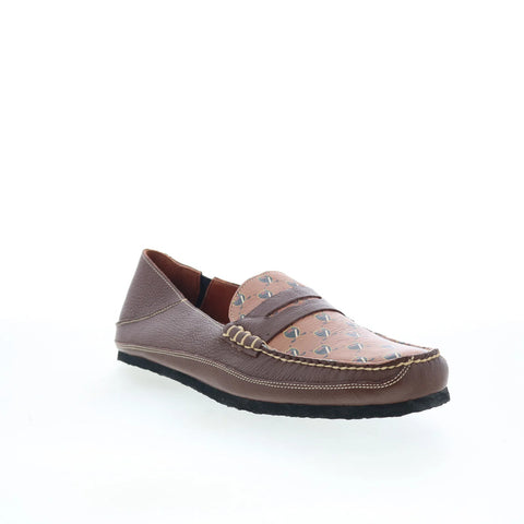 T.B. Phelps TBP29 Mens Brown Leather Slip On Loafers & Slip Ons Penny Shoes 