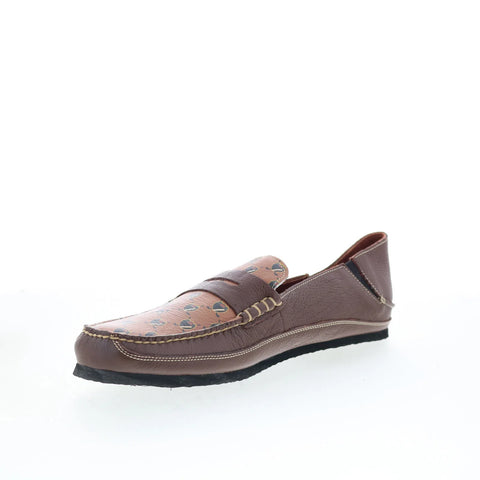 T.B. Phelps TBP29 Mens Brown Leather Slip On Loafers & Slip Ons Penny Shoes 