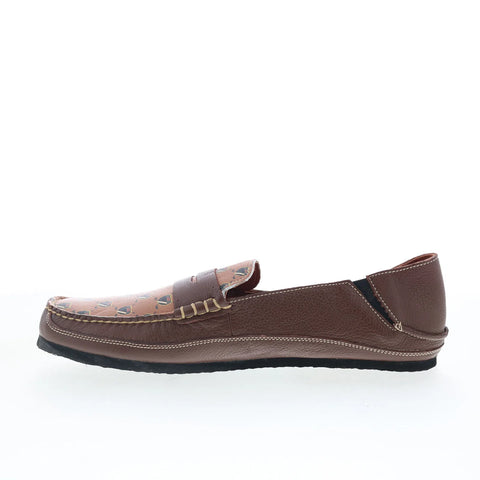 T.B. Phelps TBP29 Mens Brown Leather Slip On Loafers & Slip Ons Penny Shoes 