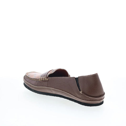 T.B. Phelps TBP29 Mens Brown Leather Slip On Loafers & Slip Ons Penny Shoes 