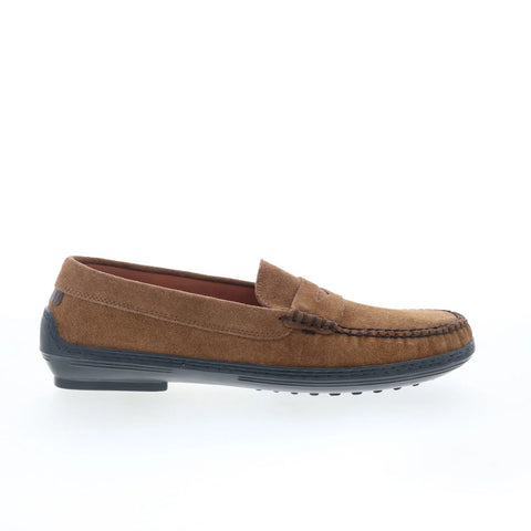 T.B. Phelps TBP35 Mens Brown Suede Slip On Loafers & Slip Ons Penny Shoes 