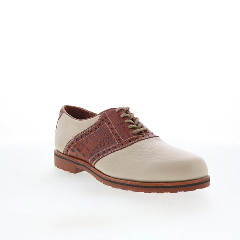 T.B. Phelps TBP36 Mens Beige Leather Lace Up Oxfords & Lace Ups Casual Shoes 