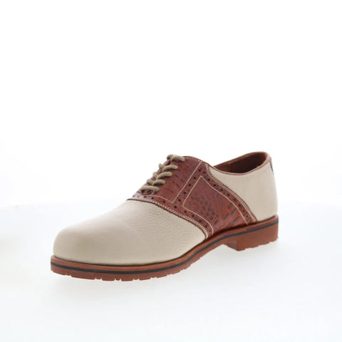 T.B. Phelps TBP36 Mens Beige Leather Lace Up Oxfords & Lace Ups Casual Shoes 
