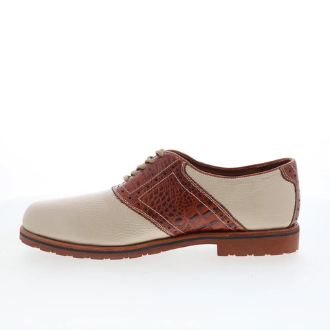T.B. Phelps TBP36 Mens Beige Leather Lace Up Oxfords & Lace Ups Casual Shoes 