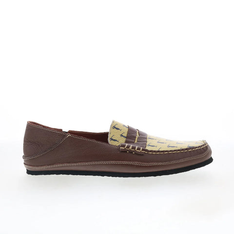 T.B. Phelps TBP38 Mens Brown Leather Slip On Loafers & Slip Ons Penny Shoes 