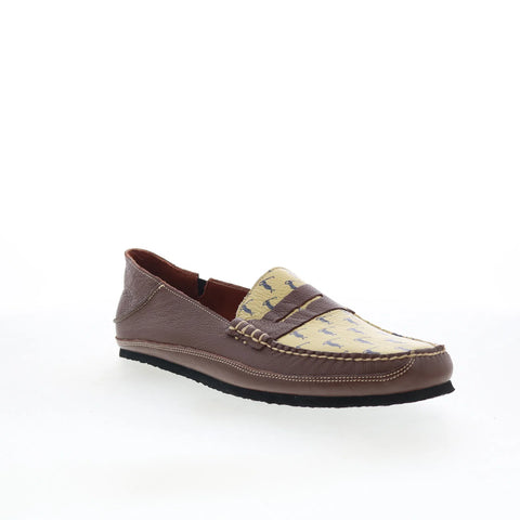 T.B. Phelps TBP38 Mens Brown Leather Slip On Loafers & Slip Ons Penny Shoes 