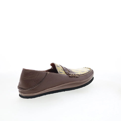 T.B. Phelps TBP38 Mens Brown Leather Slip On Loafers & Slip Ons Penny Shoes 