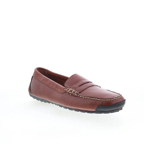 T.B. Phelps TBP47 Mens Brown Leather Slip On Loafers & Slip Ons Penny Shoes 