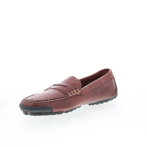 T.B. Phelps TBP47 Mens Brown Leather Slip On Loafers & Slip Ons Penny Shoes 
