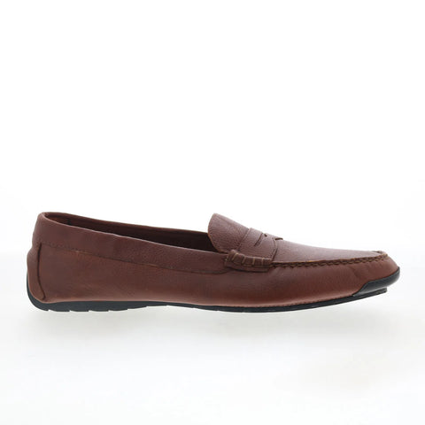 T.B. Phelps TBP4 Mens Brown Leather Slip On Loafers & Slip Ons Penny Shoes 