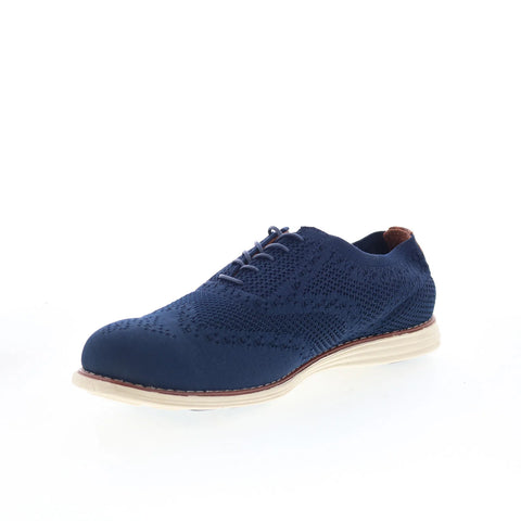 T.B. Phelps TBP5 Mens Blue Canvas Oxfords & Lace Ups Wingtip & Brogue Shoes 