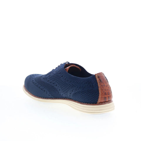 T.B. Phelps TBP5 Mens Blue Canvas Oxfords & Lace Ups Wingtip & Brogue Shoes 