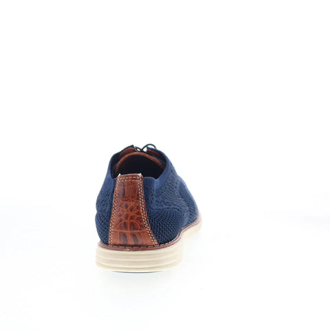 T.B. Phelps TBP5 Mens Blue Canvas Oxfords & Lace Ups Wingtip & Brogue Shoes 