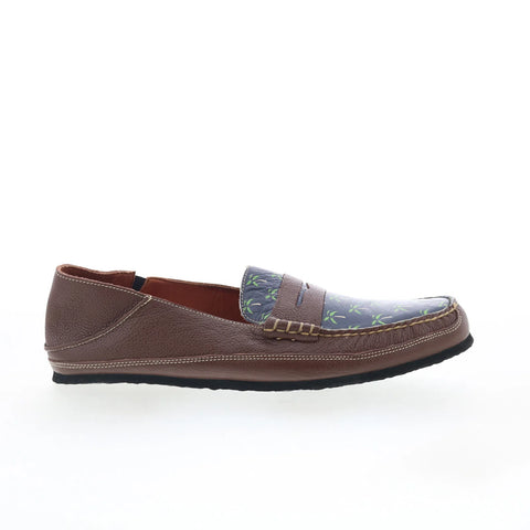T.B. Phelps TBP7 Mens Brown Leather Slip On Loafers & Slip Ons Penny Shoes 