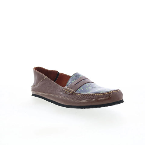 T.B. Phelps TBP7 Mens Brown Leather Slip On Loafers & Slip Ons Penny Shoes 