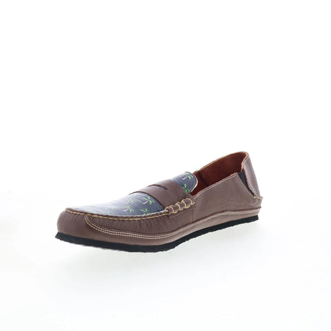 T.B. Phelps TBP7 Mens Brown Leather Slip On Loafers & Slip Ons Penny Shoes 