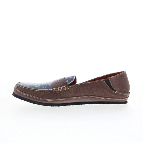 T.B. Phelps TBP7 Mens Brown Leather Slip On Loafers & Slip Ons Penny Shoes 