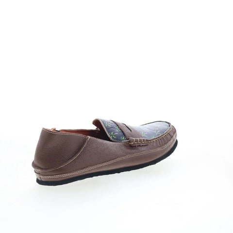 T.B. Phelps TBP7 Mens Brown Leather Slip On Loafers & Slip Ons Penny Shoes 