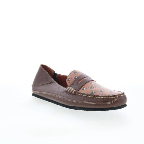 T.B. Phelps TBP8 Mens Brown Leather Slip On Loafers & Slip Ons Penny Shoes 