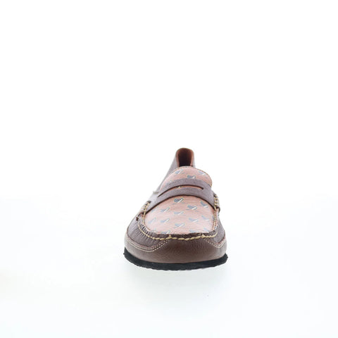 T.B. Phelps TBP8 Mens Brown Leather Slip On Loafers & Slip Ons Penny Shoes 