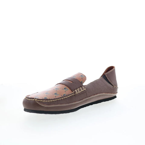 T.B. Phelps TBP8 Mens Brown Leather Slip On Loafers & Slip Ons Penny Shoes 