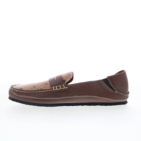 T.B. Phelps TBP8 Mens Brown Leather Slip On Loafers & Slip Ons Penny Shoes 