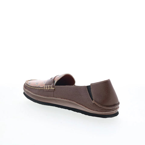 T.B. Phelps TBP8 Mens Brown Leather Slip On Loafers & Slip Ons Penny Shoes 