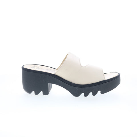 Fly London Tech TECH493FLY-005 Womens Beige Leather Heeled Sandals Shoes