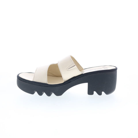 Fly London Tech TECH493FLY-005 Womens Beige Leather Heeled Sandals Shoes