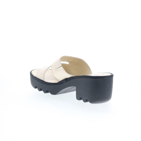 Fly London Tech TECH493FLY-005 Womens Beige Leather Heeled Sandals Shoes