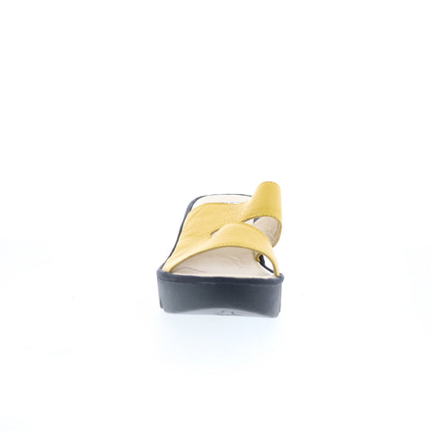 Fly London Tech TECH493FLY-006 Womens Yellow Leather Heeled Sandals Shoes