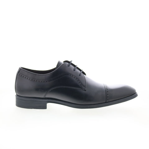 Studio Belvedere Ted Mens Black Leather Oxfords & Lace Ups Cap Toe Shoes