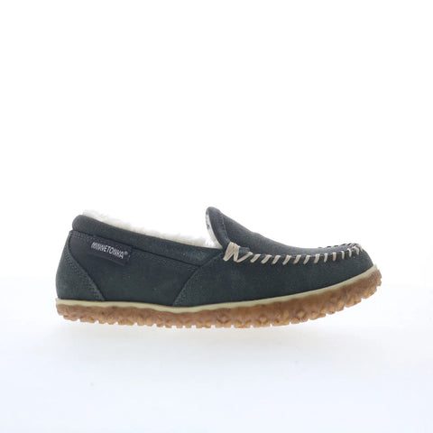 Minnetonka Tempe 40125H Womens Gray Suede Loafer Slippers Shoes
