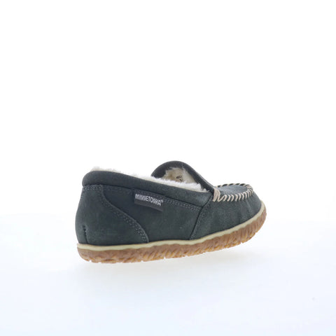 Minnetonka Tempe 40125H Womens Gray Suede Loafer Slippers Shoes