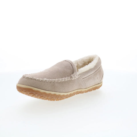 Minnetonka Tempe 40128 Womens Gray Suede Slip On Loafer Slippers Shoes