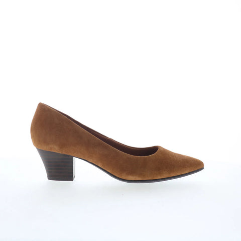 Clarks Teresa Step 26167835 Womens Brown Suede Slip On Pumps Heels Shoes