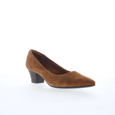 Clarks Teresa Step 26167835 Womens Brown Suede Slip On Pumps Heels Shoes