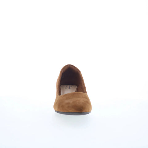 Clarks Teresa Step 26167835 Womens Brown Suede Slip On Pumps Heels Shoes