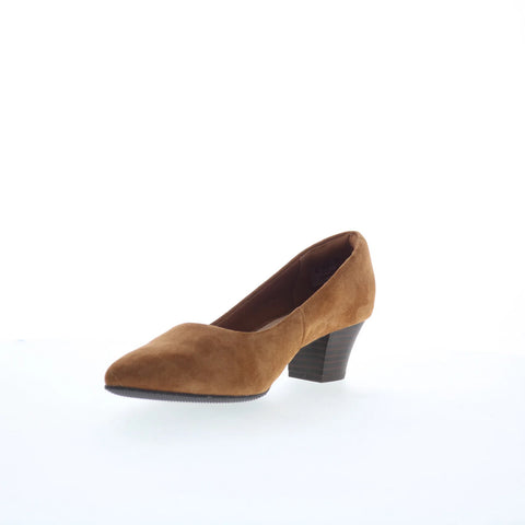 Clarks Teresa Step 26167835 Womens Brown Suede Slip On Pumps Heels Shoes