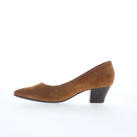 Clarks Teresa Step 26167835 Womens Brown Suede Slip On Pumps Heels Shoes